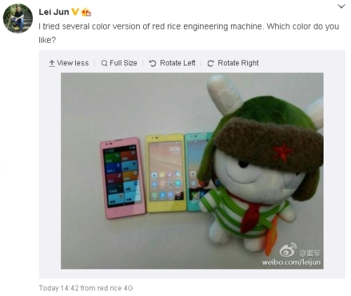 XiaomiRedRiceLeiJunColorWeibo
